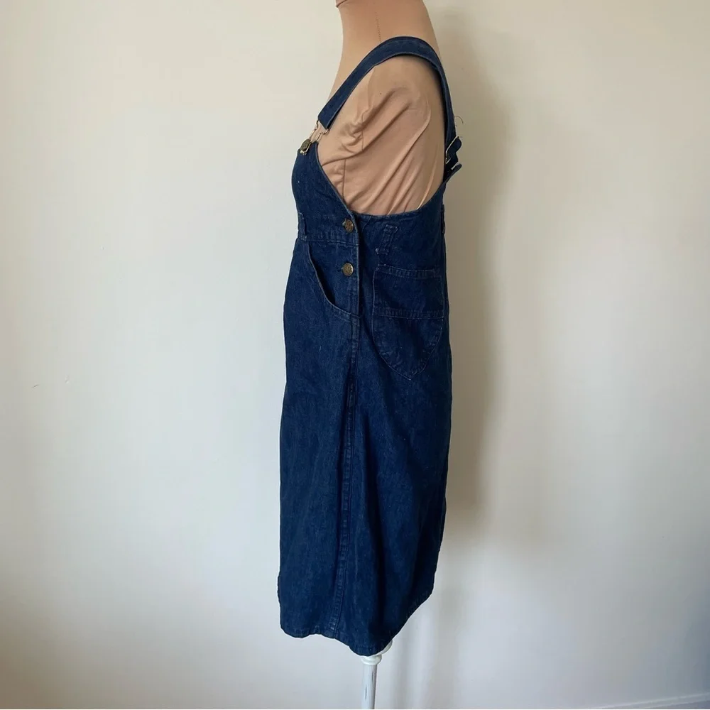 Vintage OshKosh B'gosh Girl's Blue Jean Overall Cotton Denim Dress USA EUC Sz 14